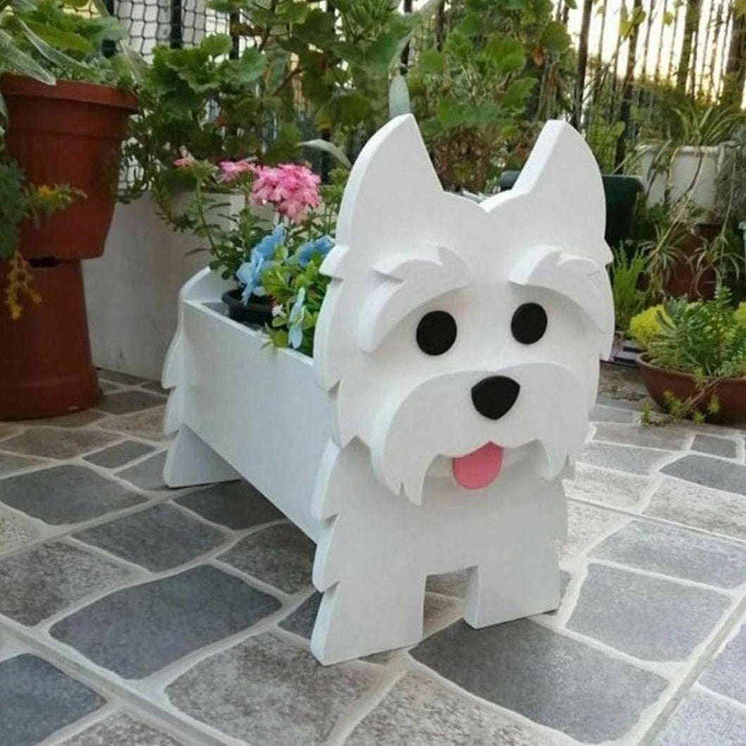Image of a super cute Westie flower pot in the most adorable 3D Westie design