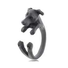 Load image into Gallery viewer, 3D Whippet / Greyhound Finger Wrap Rings-Resizable-Black Gun-2