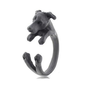 3D Whippet / Greyhound Finger Wrap Rings-Resizable-Black Gun-2