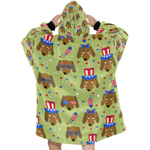 Happy 4th of July Dachshunds Blanket Hoodie for Women - 4 Colors-Apparel-Apparel, Blankets, Dachshund-6