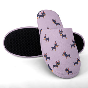 Winking Doberman Love Women's Cotton Mop Slippers-Footwear-Accessories, Doberman, Slippers-10