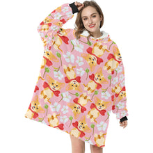 Load image into Gallery viewer, Flower Garden Long Hair Chihuahua Blanket Hoodie for Women - 4 Colors-Apparel-Apparel, Blankets, Chihuahua-Pink-5