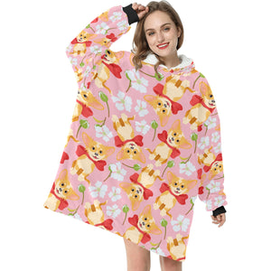 Flower Garden Long Hair Chihuahua Blanket Hoodie for Women - 4 Colors-Apparel-Apparel, Blankets, Chihuahua-Pink-5