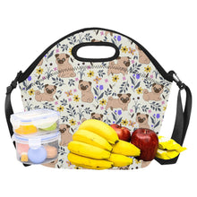 Load image into Gallery viewer, Flower Garden Pug Neoprene Lunch Bag-Accessories-Accessories,Bags,Dog Dad Gifts,Dog Mom Gifts,Lunch Bags,Pug-2