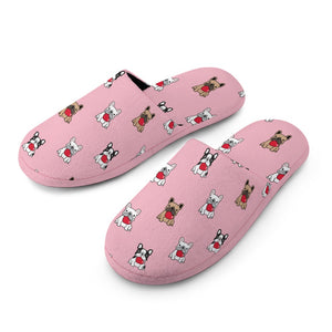 My Frenchie My Heart Women's Cotton Mop Slippers-Footwear-Accessories, French Bulldog, Slippers-10