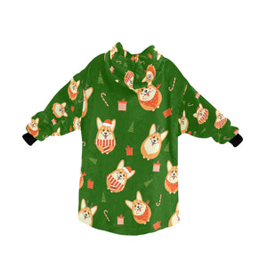 Rolly Polly Christmas Corgis Blanket Hoodie for Women - 4 Colors-Blanket-Apparel, Blankets, Corgi, Hoodie-12
