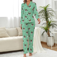 Load image into Gallery viewer, Happy Tri Color Corgis Pajamas Set for Women - 3 Colors-Pajamas-Apparel, Corgi, Pajamas-Aqua Green-S-2