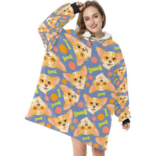 Load image into Gallery viewer, Yes I Love My Long Haired Fawn Chihuahua Blanket Hoodie for Women - 4 Colors-Apparel-Apparel, Blankets, Chihuahua-Blue-1