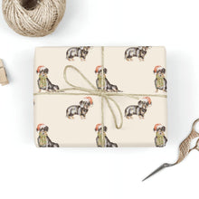 Load image into Gallery viewer, Dachshund Christmas Wrapping Paper - 6 Coat Colors - Watercolor Dachsund Designs - 3 Sheets Bundle-Christmas Ornament-Christmas,Dachshund,Wrapping Paper-20