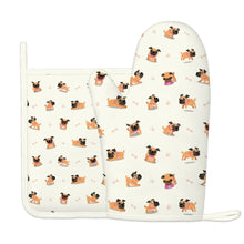 Load image into Gallery viewer, Playful Pug Adventure Oven Mitts and Pot Holder Set-Kitchen Decor-Accessories,Dog Mom Gifts,Pug-9