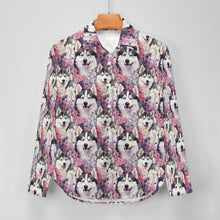 Load image into Gallery viewer, Husky Mom and Baby in Petal Bloom Women&#39;s Shirt - 2 Designs-Apparel-Apparel, Shirt, Siberian Husky-4