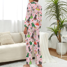 Load image into Gallery viewer, Fancy Dress Pugs Pajamas Set for Women - 4 Colors-Pajamas-Apparel, Pajamas, Pug, Pug - Black-12