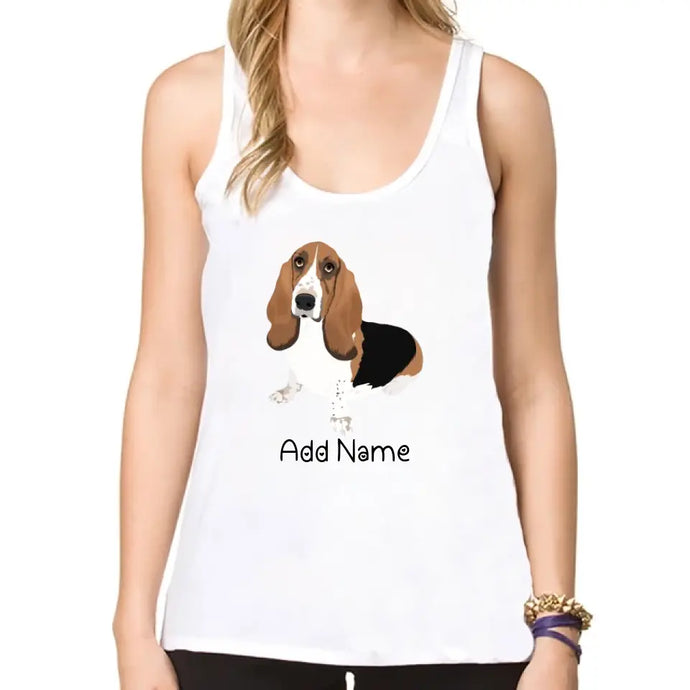 Personalized Basset Hound Mom Yoga Tank Top-Shirts & Tops-Apparel, Basset Hound, Dog Mom Gifts, Shirt, T Shirt-Yoga Tank Top-White-XS-1