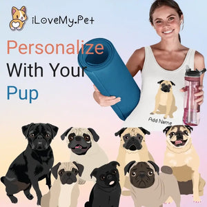 Personalized Pug Mom Yoga Tank Top-Shirts & Tops-Apparel, Dog Mom Gifts, Pug, Pug - Black, Shirt, T Shirt-1