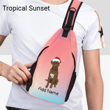 Load image into Gallery viewer, Personalized Chocolate Labrador Unisex Sling Bag Backpack-Accessories-Chocolate Labrador, Labrador-Unisex Sling Bag Backpack-Tropical Sunset-One Size-19