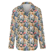 Load image into Gallery viewer, Corgi&#39;s Floral Paradise Women&#39;s Shirt-Apparel-Apparel, Corgi, Shirt-11