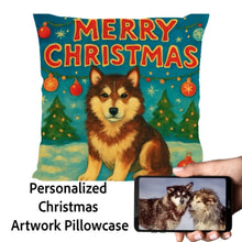 Load image into Gallery viewer, Alaskan-Malamute-Christmas-Pillowcase Medium