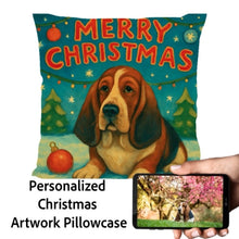 Load image into Gallery viewer, Basset-Hound-Christmas-Pillowcase Medium