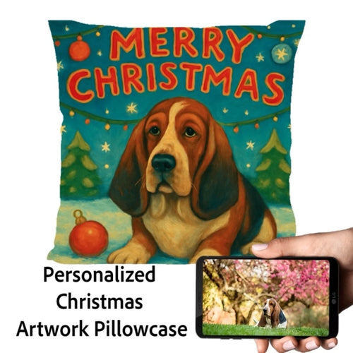 Basset-Hound-Christmas-Pillowcase Medium