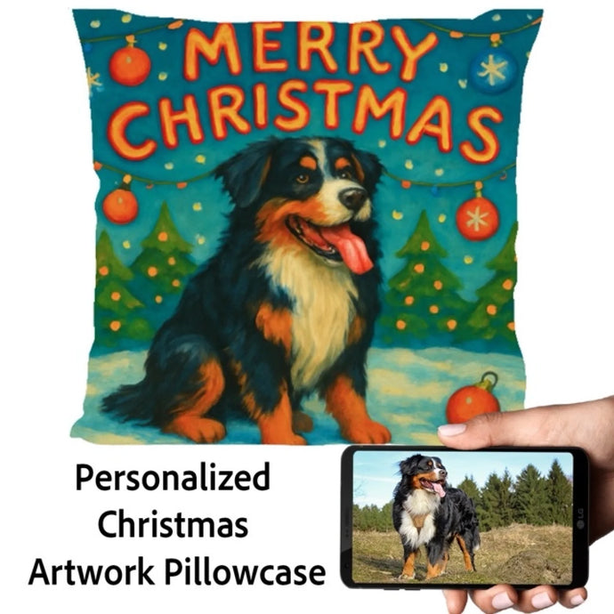 Bernese-Mountain-Dog-Christmas-Pillowcase Medium