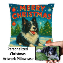 Load image into Gallery viewer, Border-Collie-Christmas-Pillowcase Medium