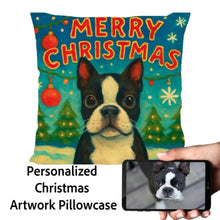 Load image into Gallery viewer, Boston-Terrier-Christmas-Pillowcase Medium