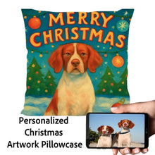 Load image into Gallery viewer, Brittany-Spaniels-Christmas-Pillowcase Medium