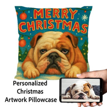 Load image into Gallery viewer, English-Bulldog-Christmas-Pillowcase Medium