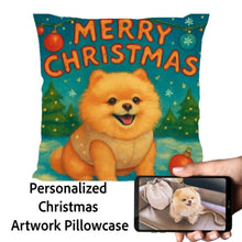 Load image into Gallery viewer, Pomeranian-Christmas-Pillowcase