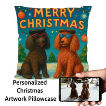 Load image into Gallery viewer, Poodle-Christmas-Pillowcase