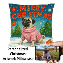 Load image into Gallery viewer, Pug-Christmas-Pillowcase