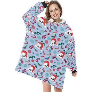 Merry Christmas Bichon Frise Blanket Hoodie for Women - 4 Colors-Blanket-Apparel, Bichon Frise, Blanket Hoodie, Blankets-7