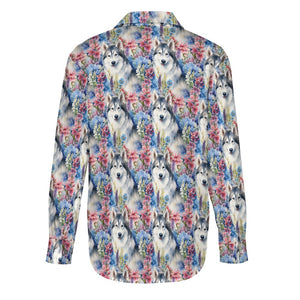 Watercolor Flower Garden Husky Women's Shirt - 2 Designs-Apparel-Apparel, Shirt, Siberian Husky-6