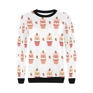 Sweet Strawberry Tart Shibas Women's Sweatshirt - 4 Colors-Apparel-Apparel, Shiba Inu, Sweatshirt-6