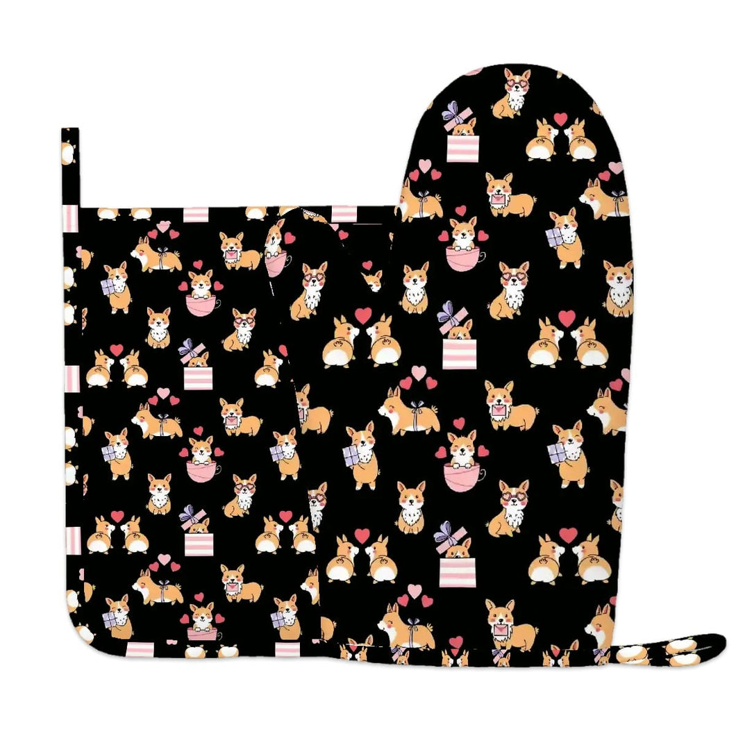 Celebration Corgi Love Oven Mitts and Pot Holder Set-Kitchen Decor-Accessories,Corgi,Dog Mom Gifts-7