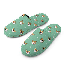 Load image into Gallery viewer, Corgi Slippers for Women - Happy Corgi Fun - Flannel-Slippers-23