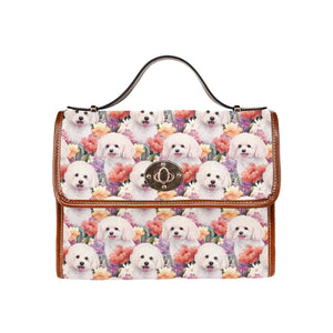 Pastel Watercolor Garden Bichon Frise Satchel Bag Purse-Accessories-Accessories, Bags, Bichon Frise, Purse-One Size-7