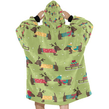 Load image into Gallery viewer, Merry Christmas Chocolate Dachshunds Blanket Hoodie for Women - 4 Colors-Apparel-Apparel, Blankets, Dachshund-4