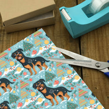 Load image into Gallery viewer, Jovial Giants Rottweilers' Christmas Delight Gift Wrapping Paper - 2 Rolls-Christmas Ornament-Christmas,Rottweiler,Wrapping Paper-4