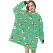 Load image into Gallery viewer, Playful Red Huskies Blanket Hoodie for Women - 4 Colors-Blanket-Apparel, Blanket Hoodie, Blankets, Siberian Husky-7