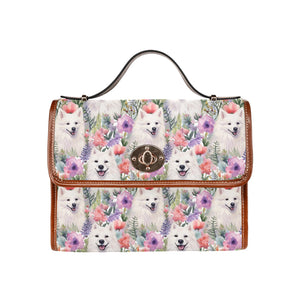 Watercolor Flower Garden Samoyeds Waterproof Shoulder Bag-Accessories-Accessories, Bags, Samoyed-One Size-7