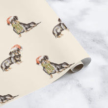 Load image into Gallery viewer, Dachshund Christmas Wrapping Paper - 6 Coat Colors - Watercolor Dachsund Designs - 3 Sheets Bundle-Christmas Ornament-Christmas,Dachshund,Wrapping Paper-19