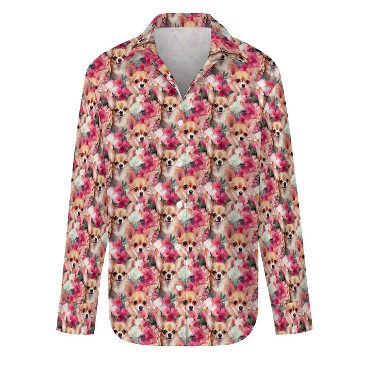 Pink Petals and Fawn Chihuahuas Women's Shirt-Apparel-Apparel, Chihuahua, Shirt-3