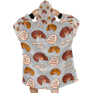Live Love Woof Dachshunds Blanket Hoodie for Women - 4 Colors-Apparel-Apparel, Blankets, Dachshund-8