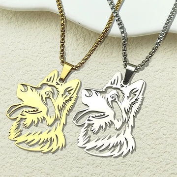 Adorable Siberian Husky Pendant Minimalist Silver Jewelry 360x