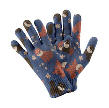 Load image into Gallery viewer, Adorable Shiba Inu with Blossoms Touch Screen Gloves-Accessories-Accessories, Dog Dad Gifts, Dog Mom Gifts, Gloves-Navy-3