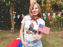 Load image into Gallery viewer, All American Pug Women&#39;s Cotton 4th of July T-Shirt - 5 Colors-Apparel-Apparel, Pug, Shirt, T Shirt-White-Small-1