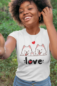 My American Eskimo Dog My Biggest Love Women's Cotton T-Shirt-Apparel-American Eskimo Dog, Apparel, Shirt, T Shirt-6