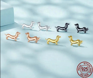 Sterling Silver Dachshund Earrings: A Must-Have for Dachshund Lovers - 4 Colors-Dog Themed Jewellery-Dachshund, Earrings, Jewellery-25