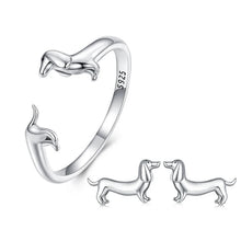 Load image into Gallery viewer, Dachshund Ring - Sterling Silver Dachshund Jewelry for Dog Lovers - 4 Colors-Dog Themed Jewellery-Dachshund, Jewellery, Ring-Matching Ring and Earrings-Silver-16